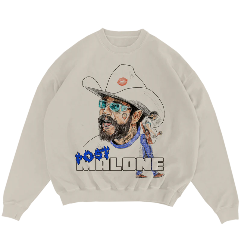 Poost Malone Blue Flame Crewneck