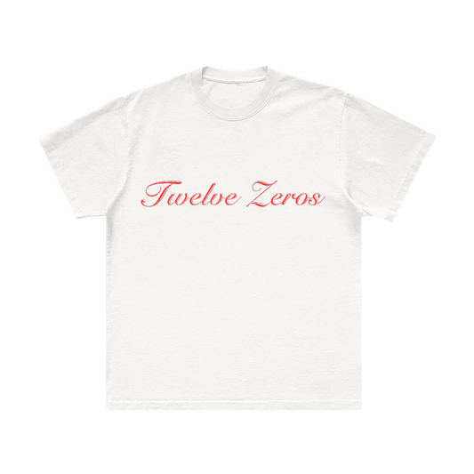 Post Malone Twelve Zeros T-Shirt front view with elegant Twelve Zeros script graphic inspired by the F-1 Trillion collection