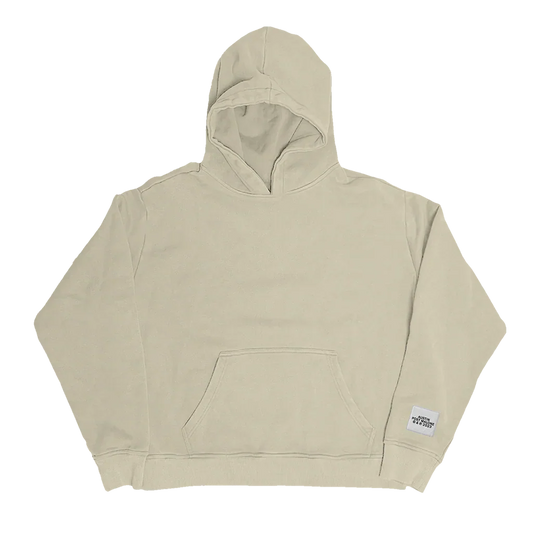 Post Malone Austin Beige Hoodie front view featuring minimalist premium design with Austin 2023 collection label detail on neutral beige hoodie