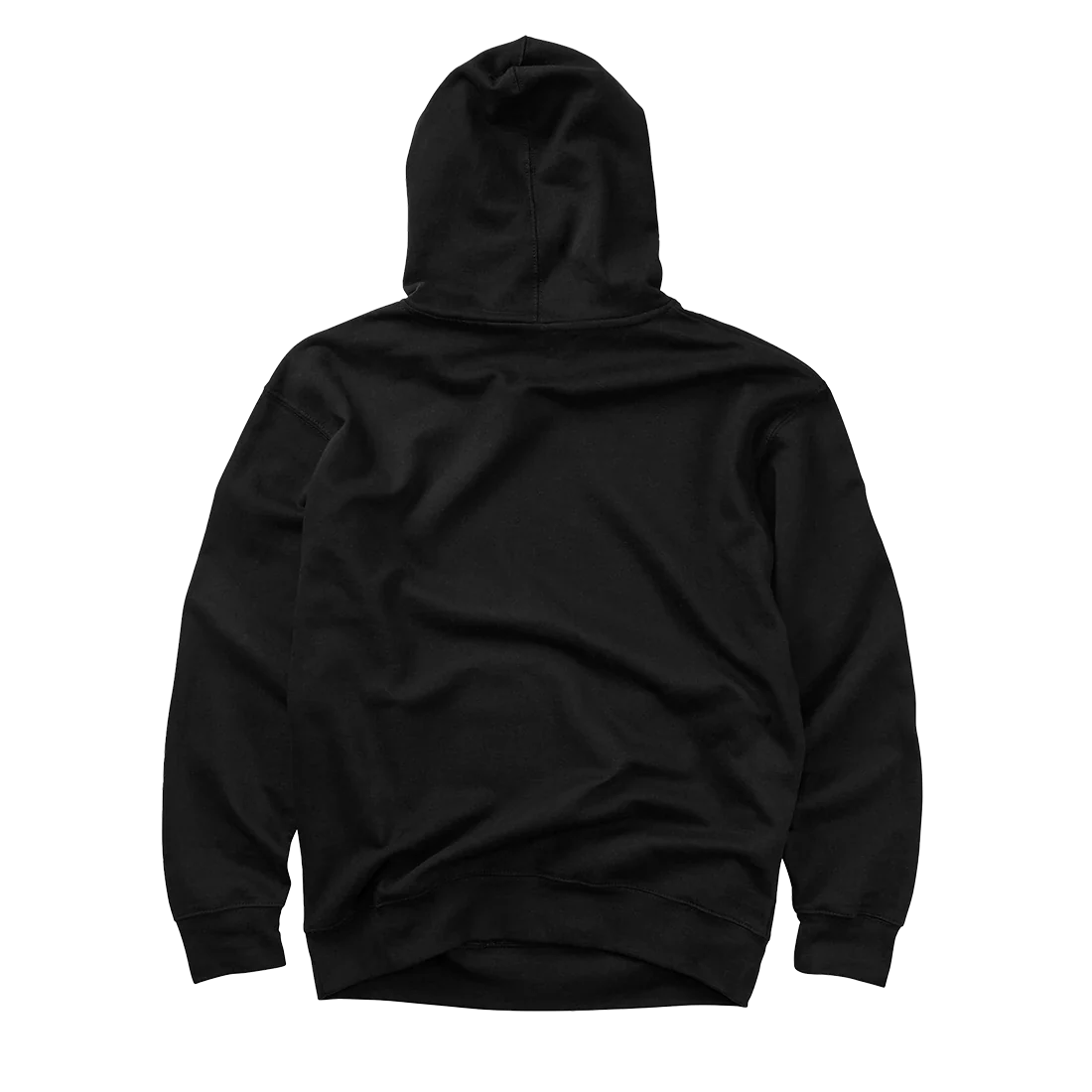 Post Malone x Harley-Davidson Chrome Malone Pullover Hoodie back view showcasing clean black design with hooded silhouette and heavyweight streetwear fit