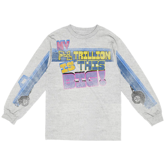 Post Malone My F-1 Trillion Is This Big long sleeve front view featuring colorful F-1 Trillion graphic and truck sleeve prints