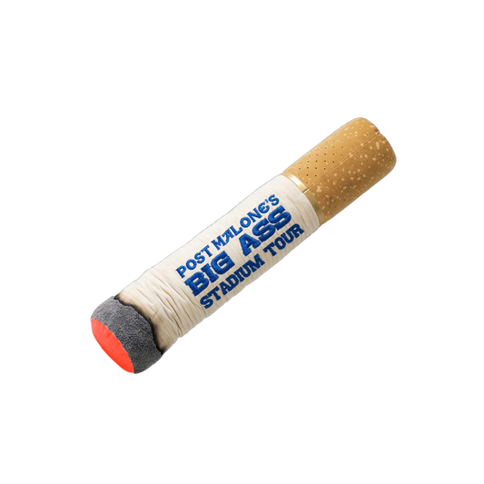Post Malone Big Ass Stadium Tour Ciggy Body Pillow front view featuring oversized cigarette design with blue tour branding graphic print