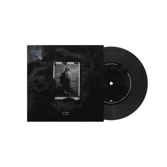 Post Malone Too Young Limited Edition 7 inch vinyl front view featuring commemorative cover artwork and black record display for collectors