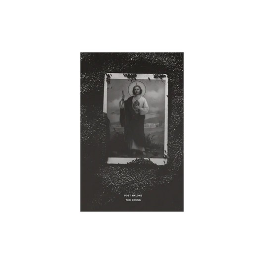 Post Malone Too Young poster front view featuring monochrome artwork inspired by the Too Young era and collectible wall decor desi