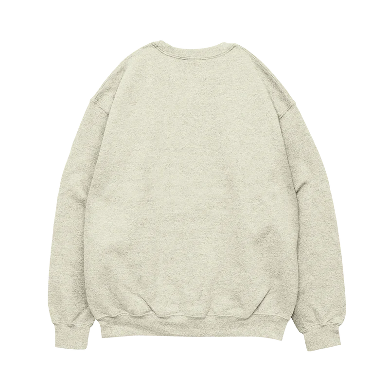 Post Malone Tracklist Crewneck back view featuring clean oatmeal heavyweight crewneck design with minimalist styling from the Austin album apparel collection